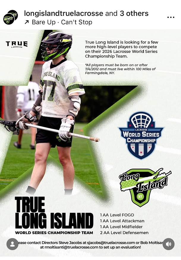 True Long Island recruiting post featuring Connor on the field